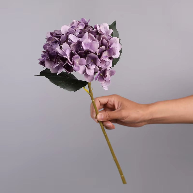 NEW Hydrangea Flower Branch with Fake Leaves Silk Artificial Flowers for Home Wedding Decorations Flores