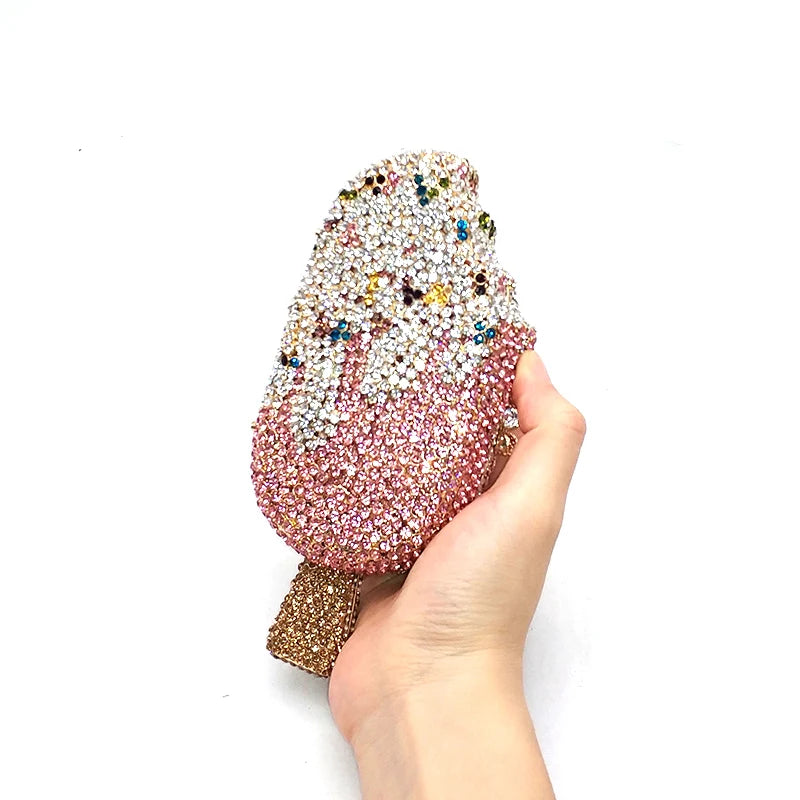 Classical Women Accessories Diamonds Luxury Clutches Ice Lolly Cream Crystal Purses Bridal Wedding Party Popsicle Purses