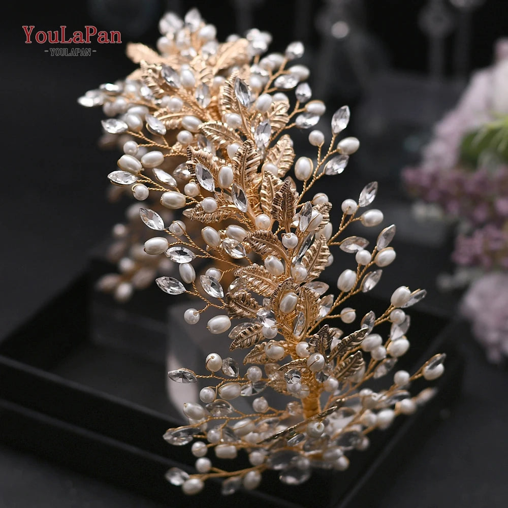 Pearl Hair Bands Women Hair Jewelry Rhinestone Headbands Women Tiara Wedding Headpieces for Bride Headband HP351