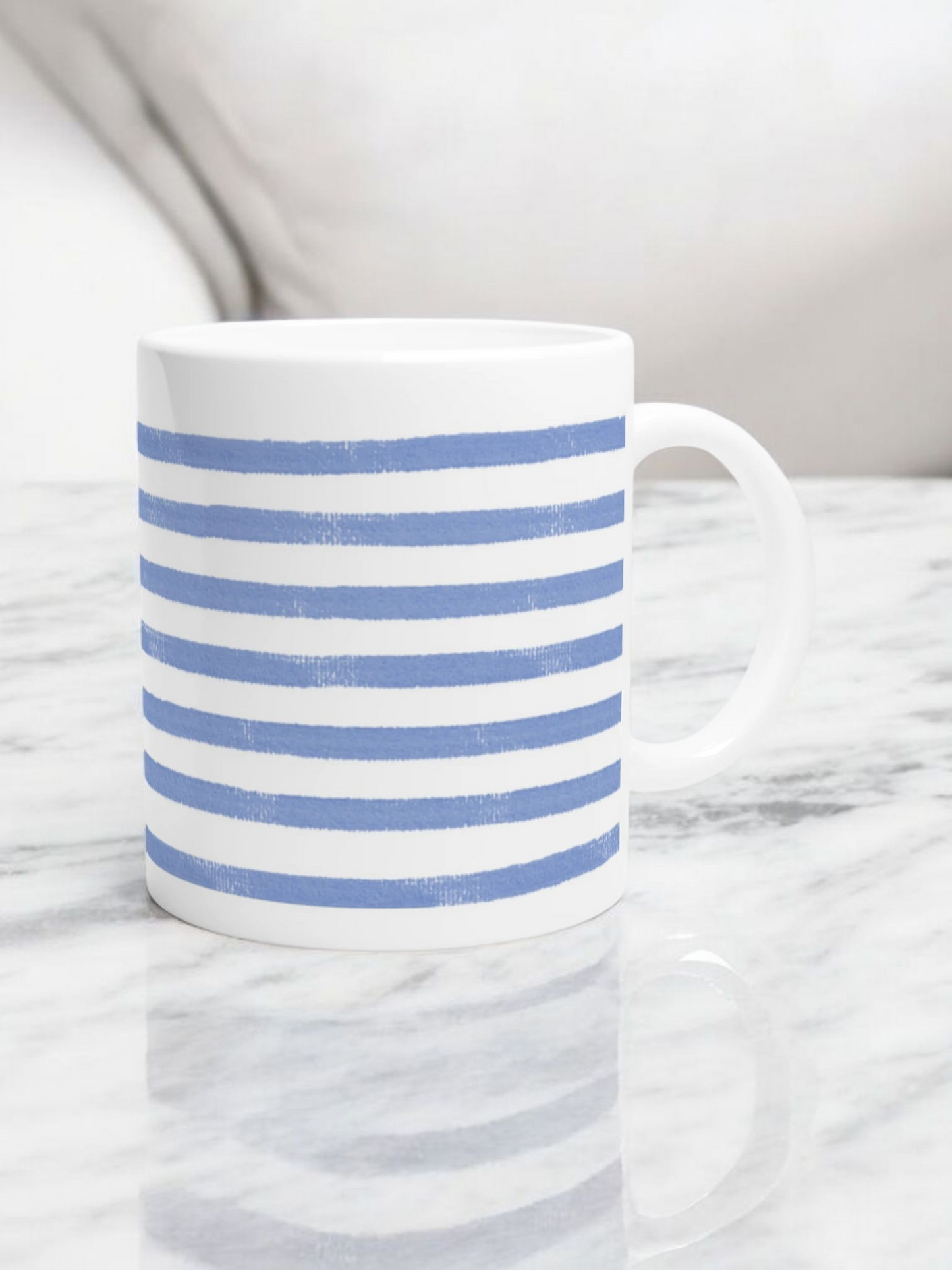 Blue Striped - 11oz Ceramic Mug Ceramic White