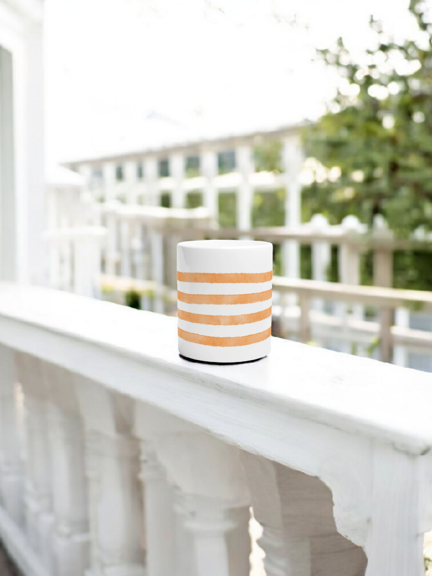 Orange Striped-  11oz Ceramic Mug Ceramic White