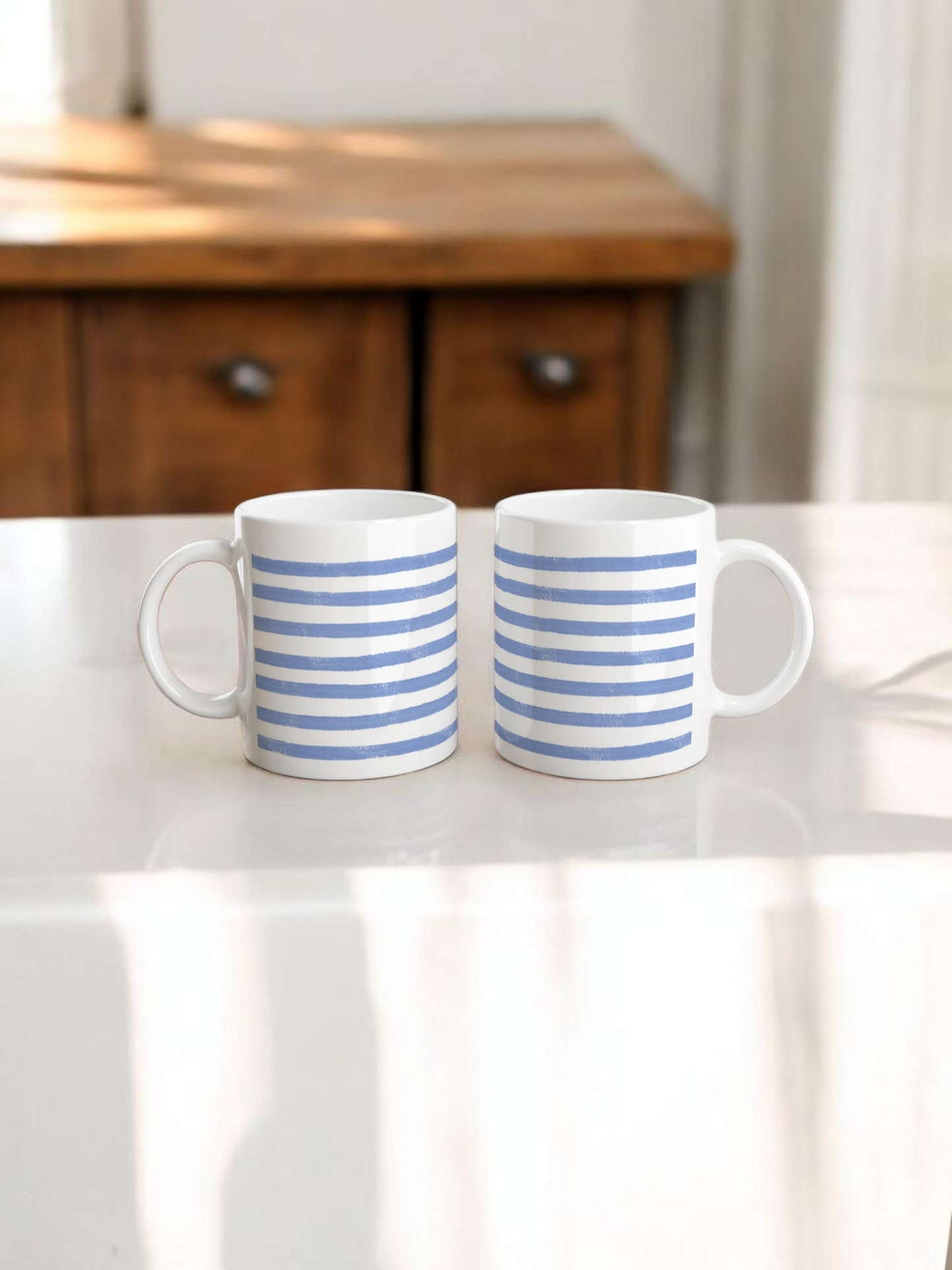 Blue Striped - 11oz Ceramic Mug Ceramic White
