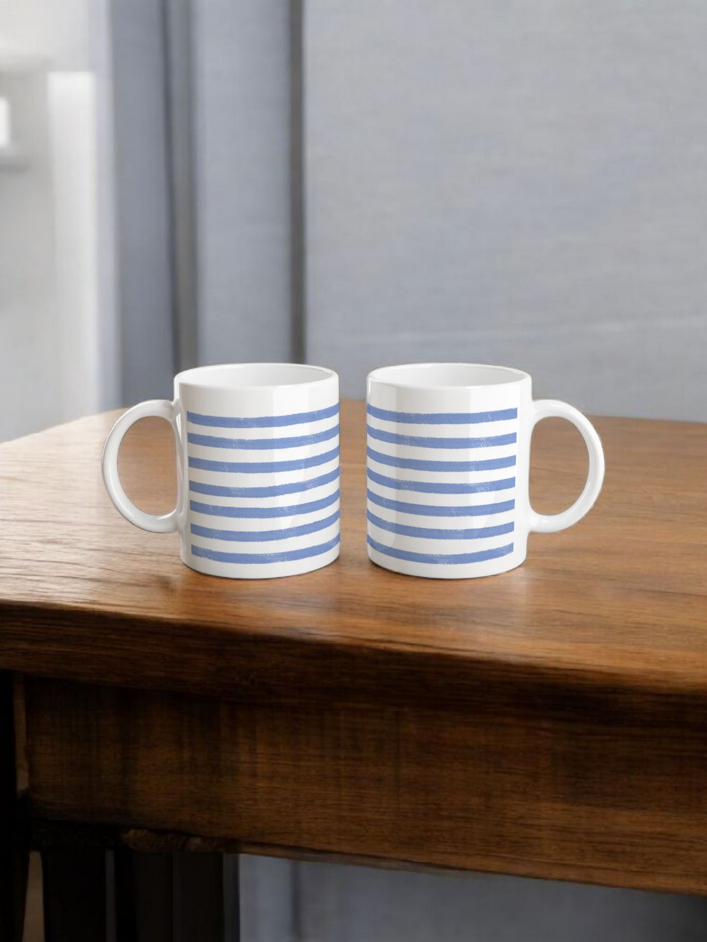 Blue Striped - 11oz Ceramic Mug Ceramic White
