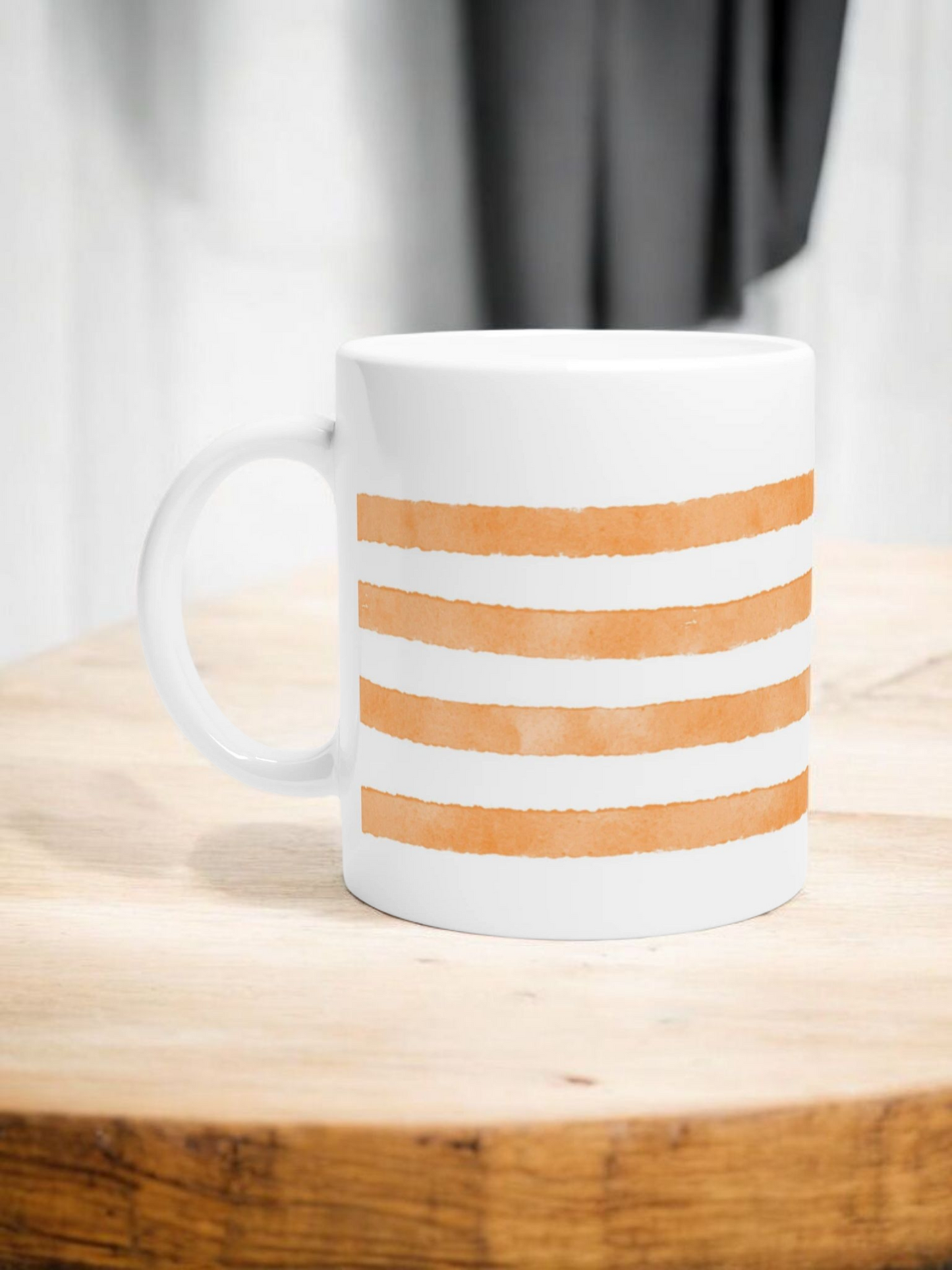 Orange Striped-  11oz Ceramic Mug Ceramic White