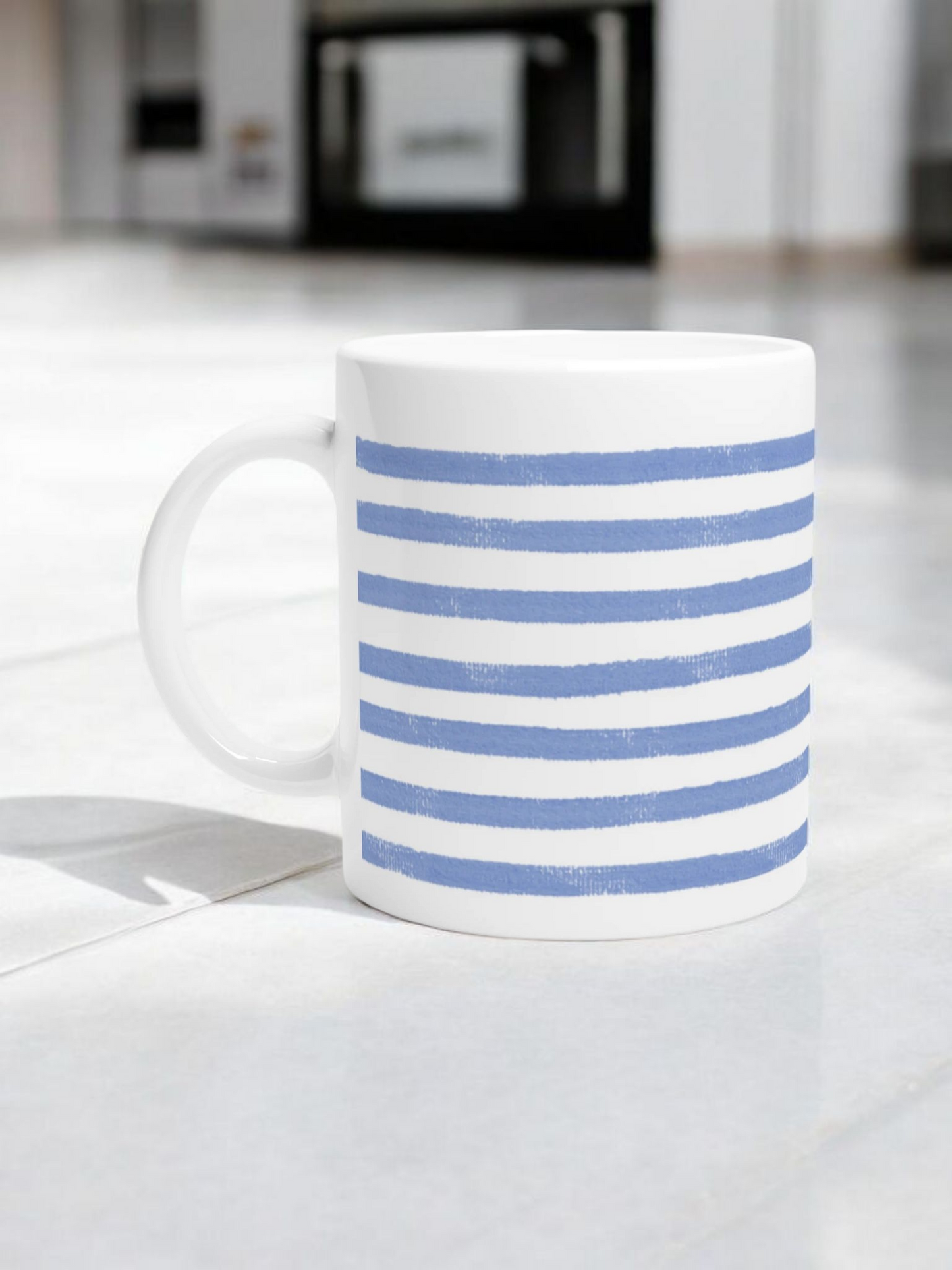 Blue Striped - 11oz Ceramic Mug Ceramic White