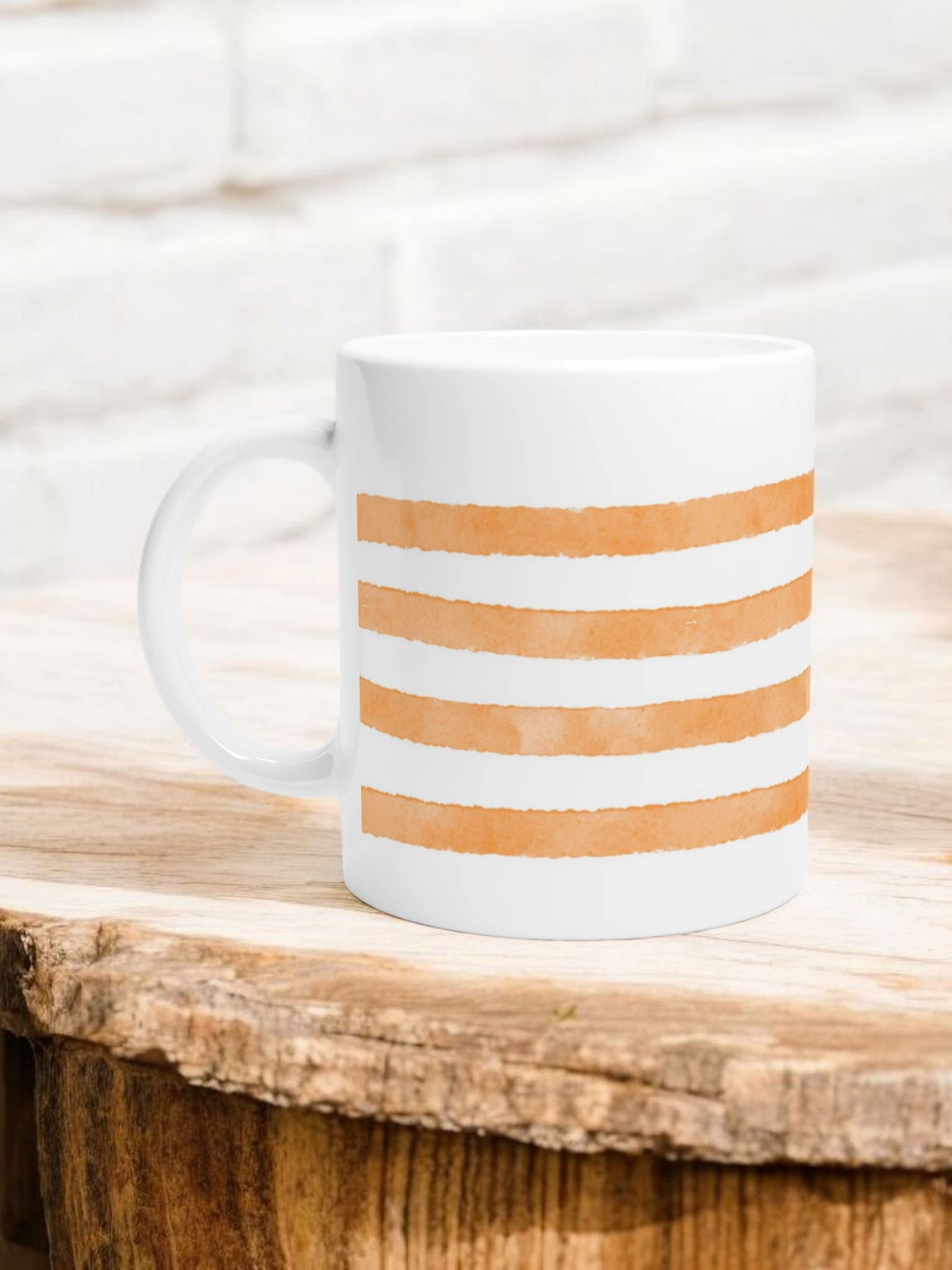 Orange Striped-  11oz Ceramic Mug Ceramic White