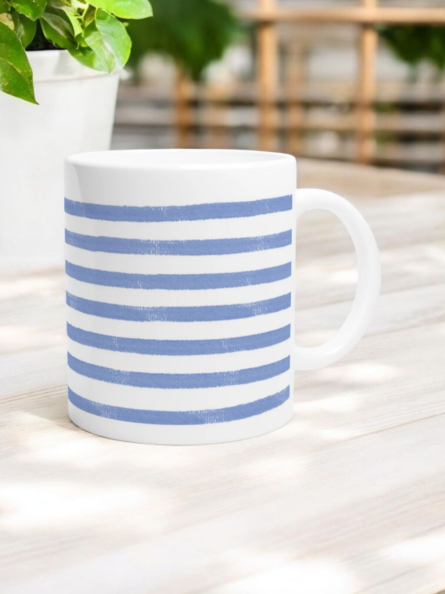 Blue Striped - 11oz Ceramic Mug Ceramic White